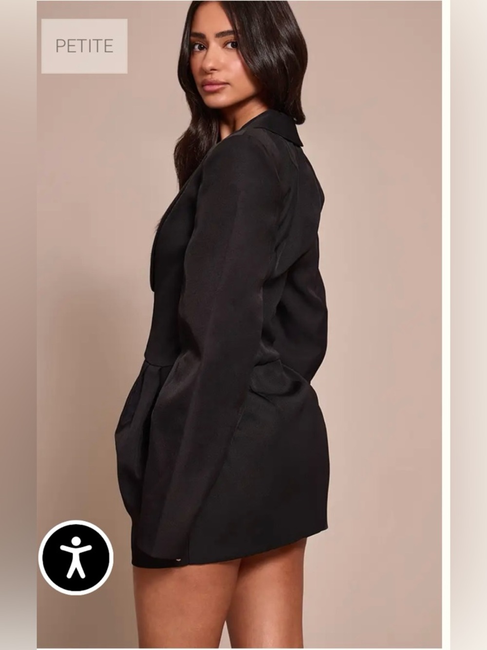 PrettyLittleThing Black Plunge Blazer Mini Dress - Picture 2 of 3